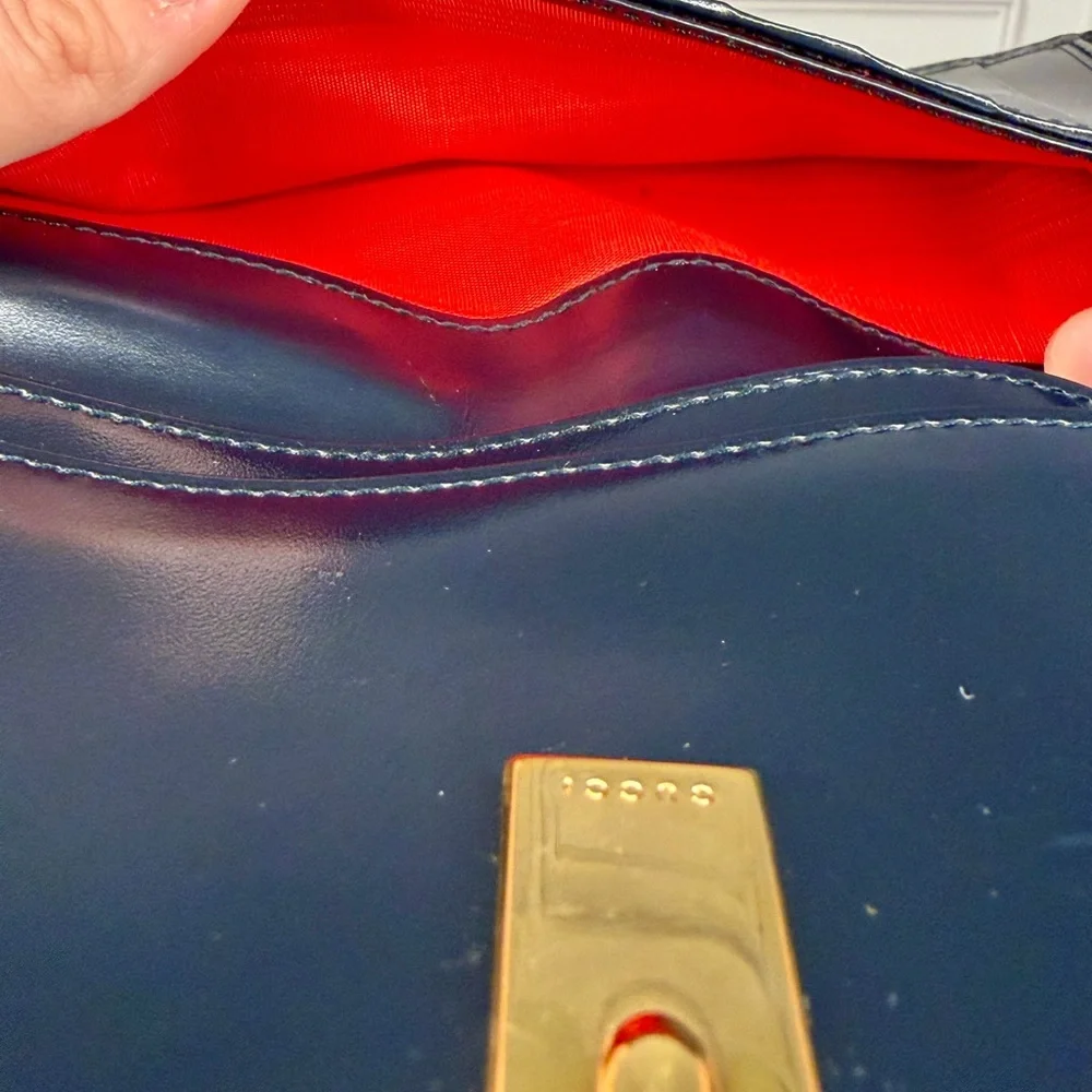 Vintage Gucci Queen Margaret Navy Blue Leather Long Bifold Wallet | Horsebit - Picture 5 of 6